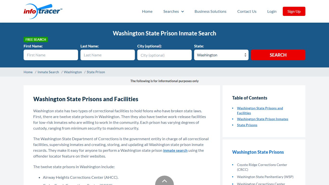 Washington State Prisons Inmate Records Search - InfoTracer